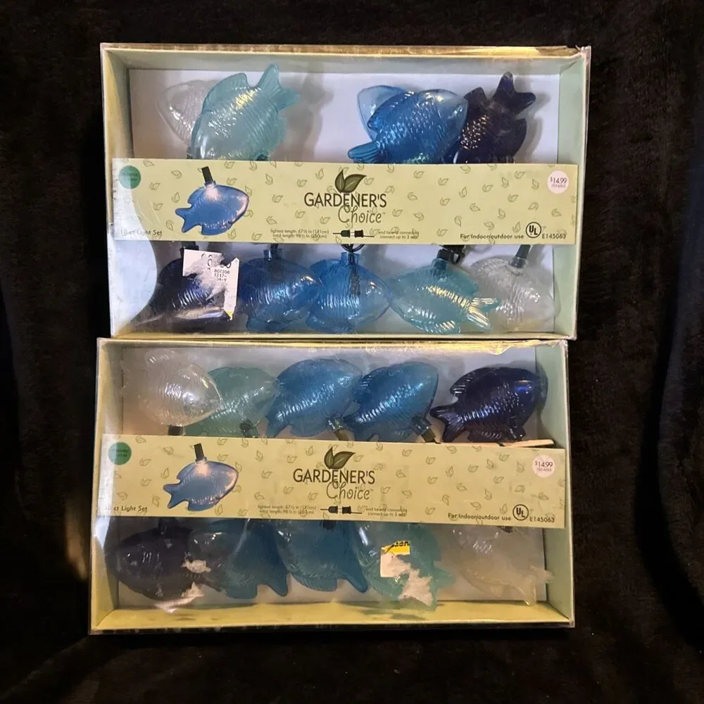 2 Gardener’s Choice Indoor/Outdoor Blue Fish String Light Set 98” 2005
